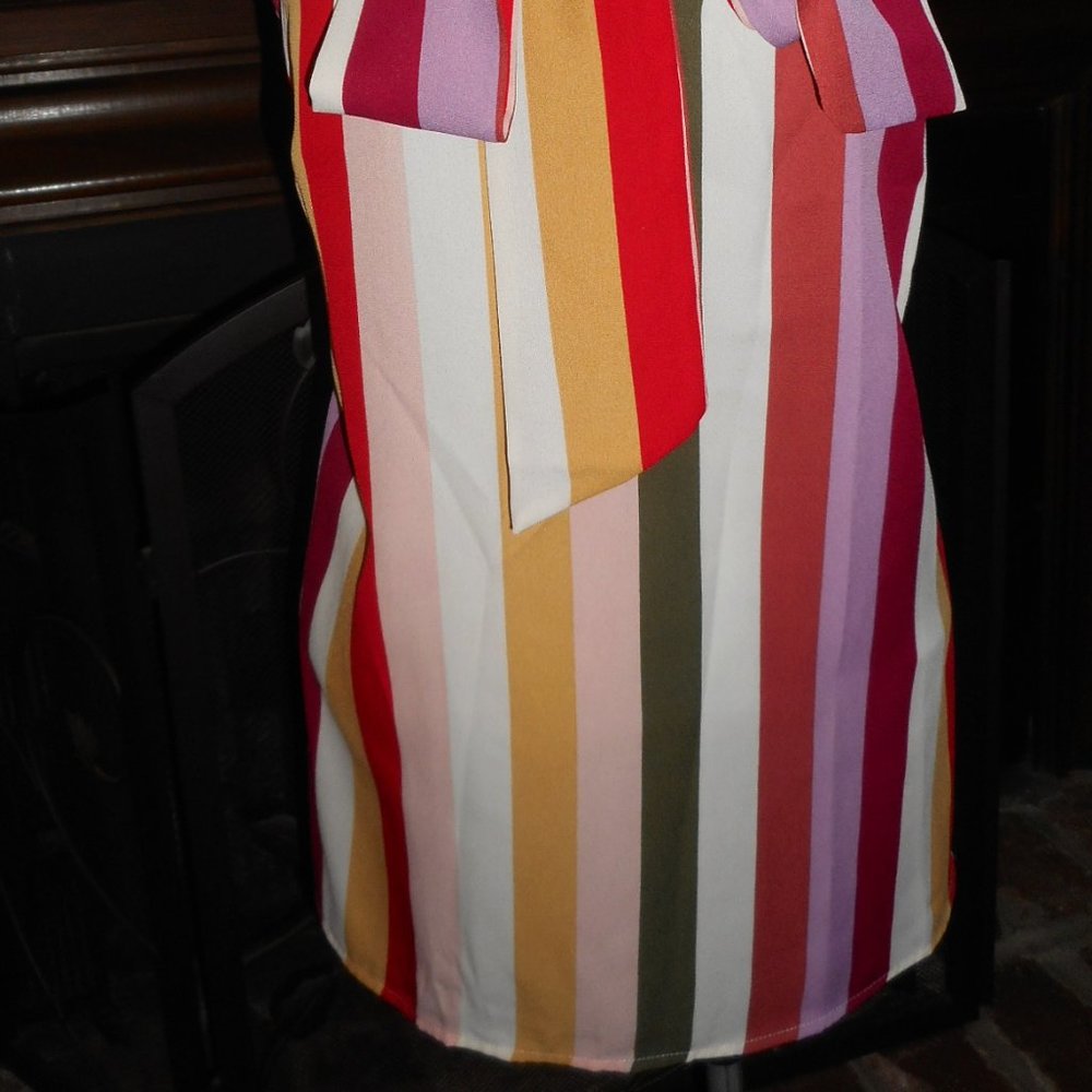 $10 items are BOGO Free NWOT Retro style stripe pussybow blouse, M - Picture 2 of 7